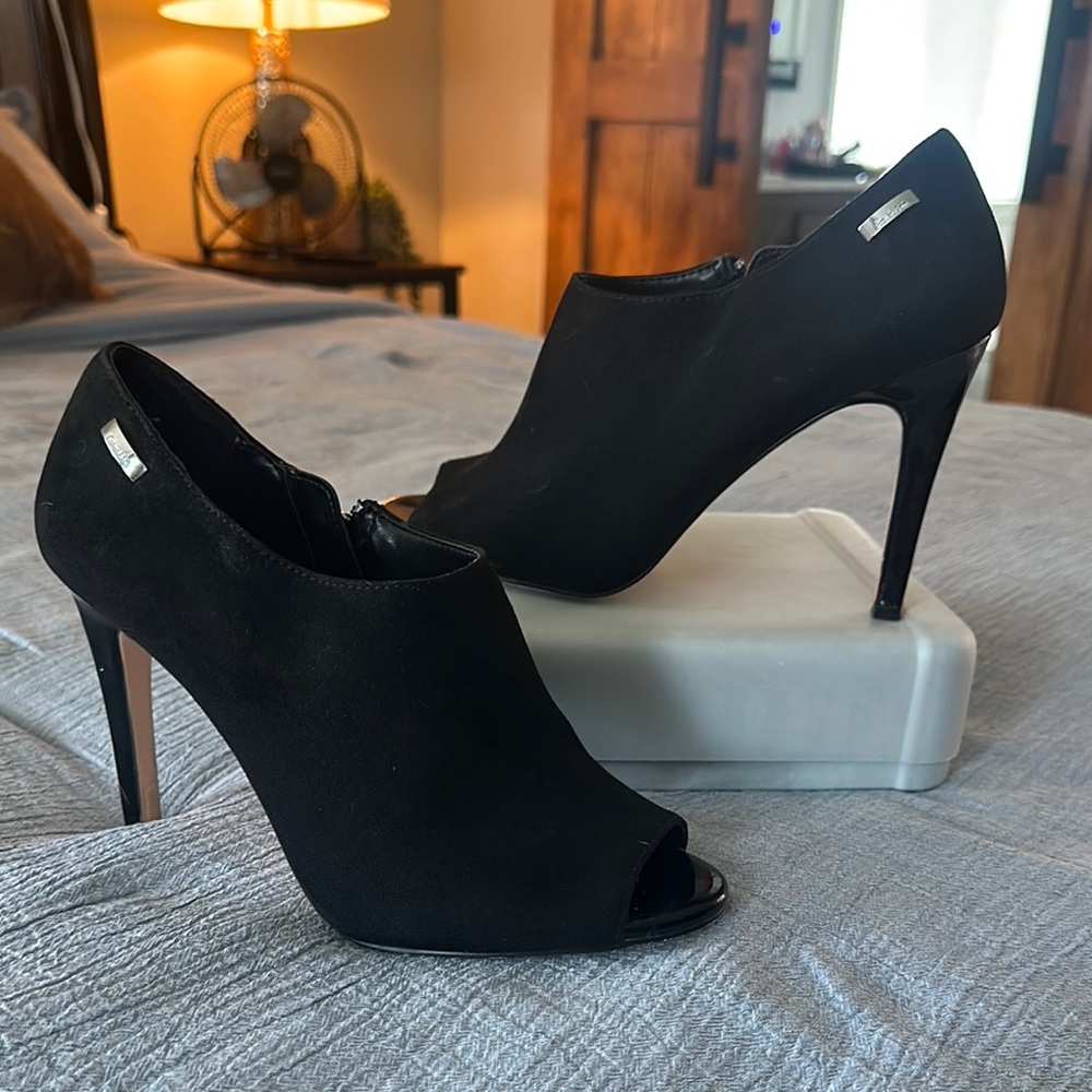 CK Calvin Klein Black Peep-Toe Heels
